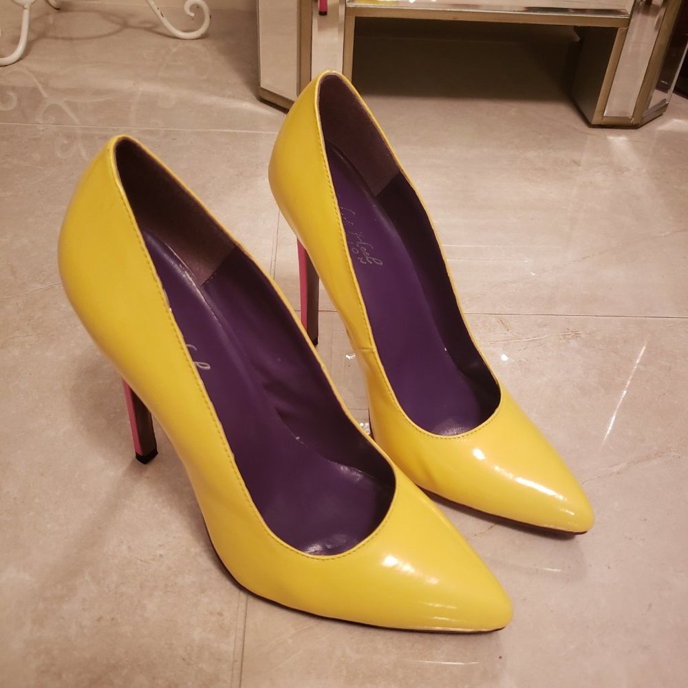 9 Highest Heel 5 IN Patent Yellow Pump Stiletto